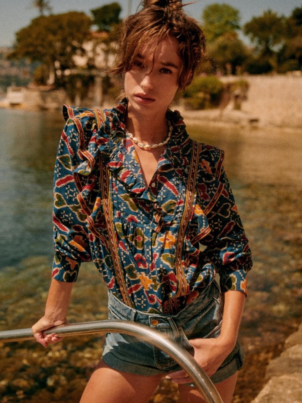 Sezane Anita Ruffle Printed Blouse - Picture 2 of 6